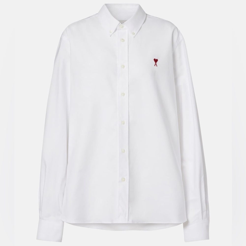 AMI PARIS White Cotton Boxy Fit Button-Down AMI DE COEUR SHIRT Oxford Size M
